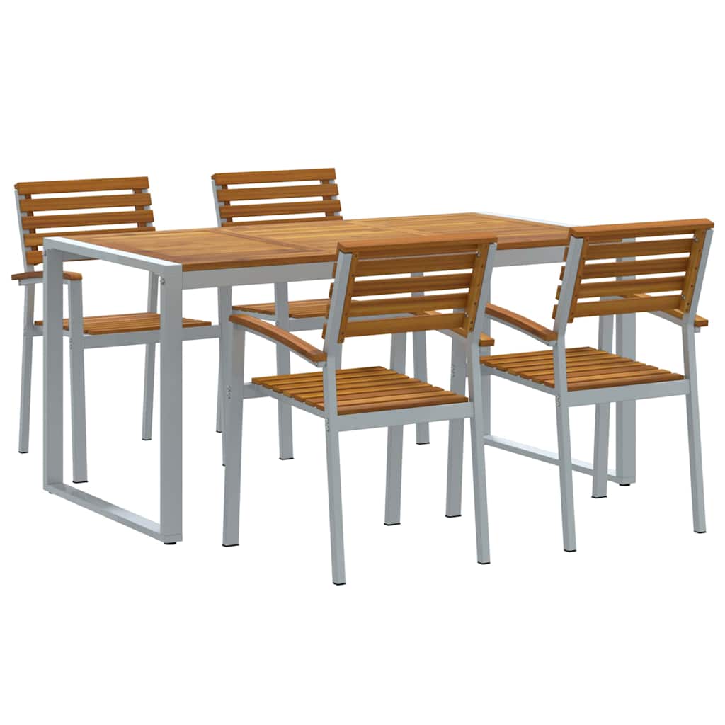 Hage Spisegruppe 5 pcs Grå Solid akasietre