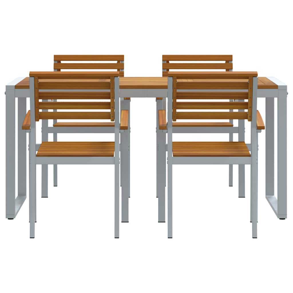Hage Spisegruppe 5 pcs Grå Solid akasietre