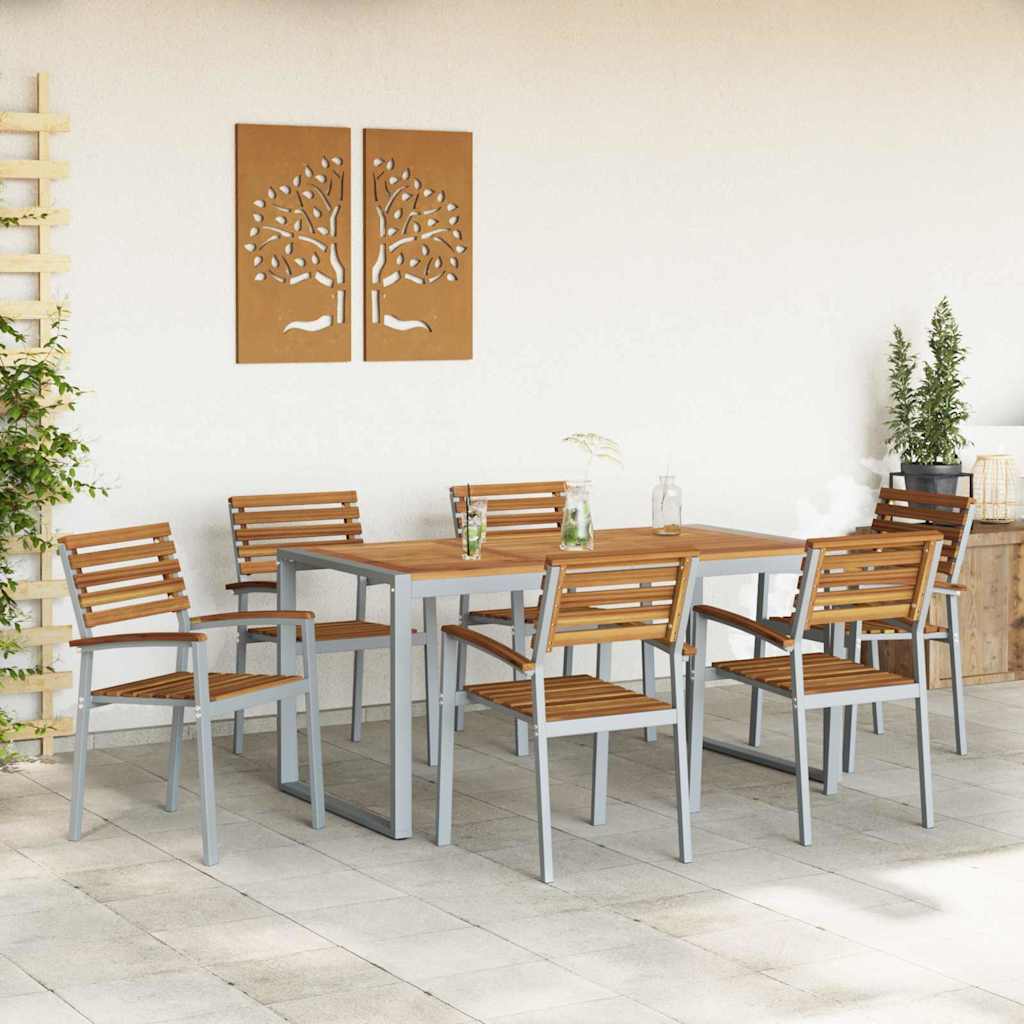 Hage Spisegruppe 7 pcs Grå Solid akasietre