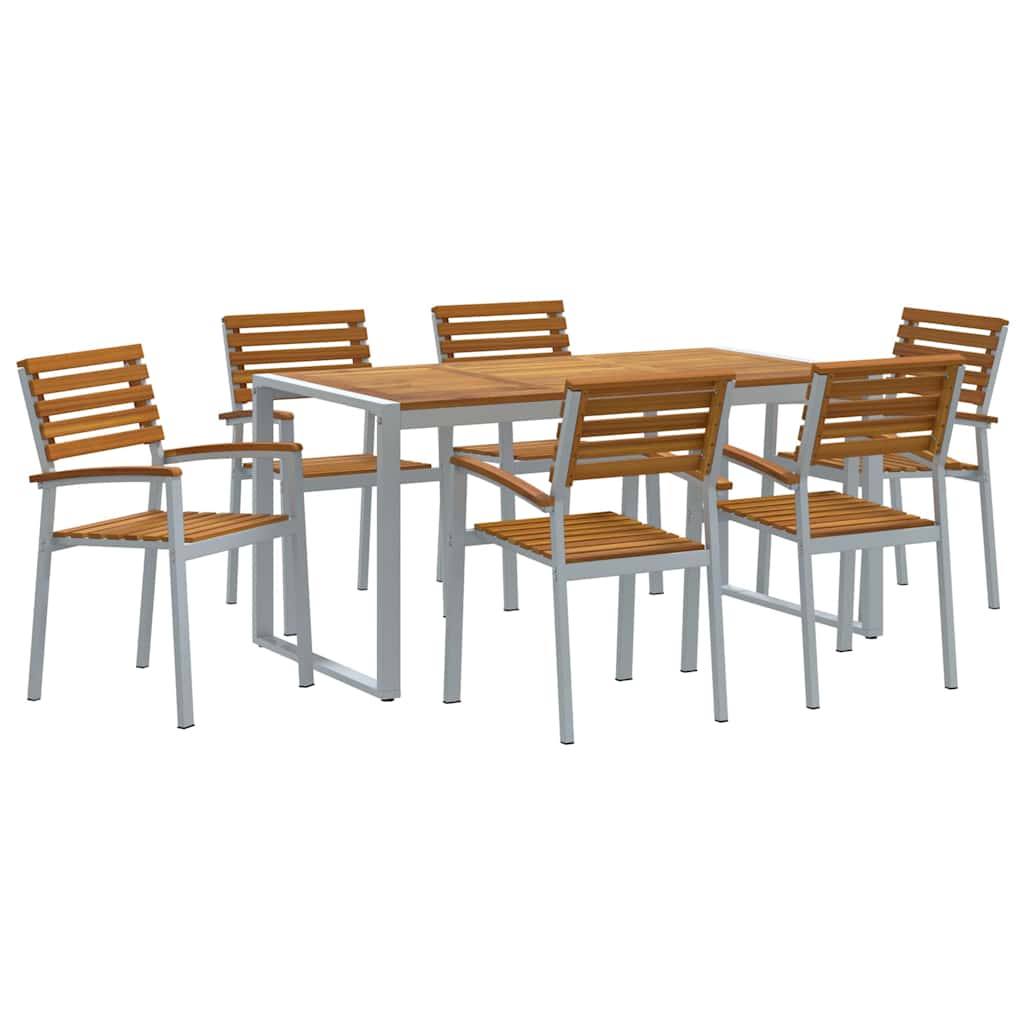 Hage Spisegruppe 7 pcs Grå Solid akasietre