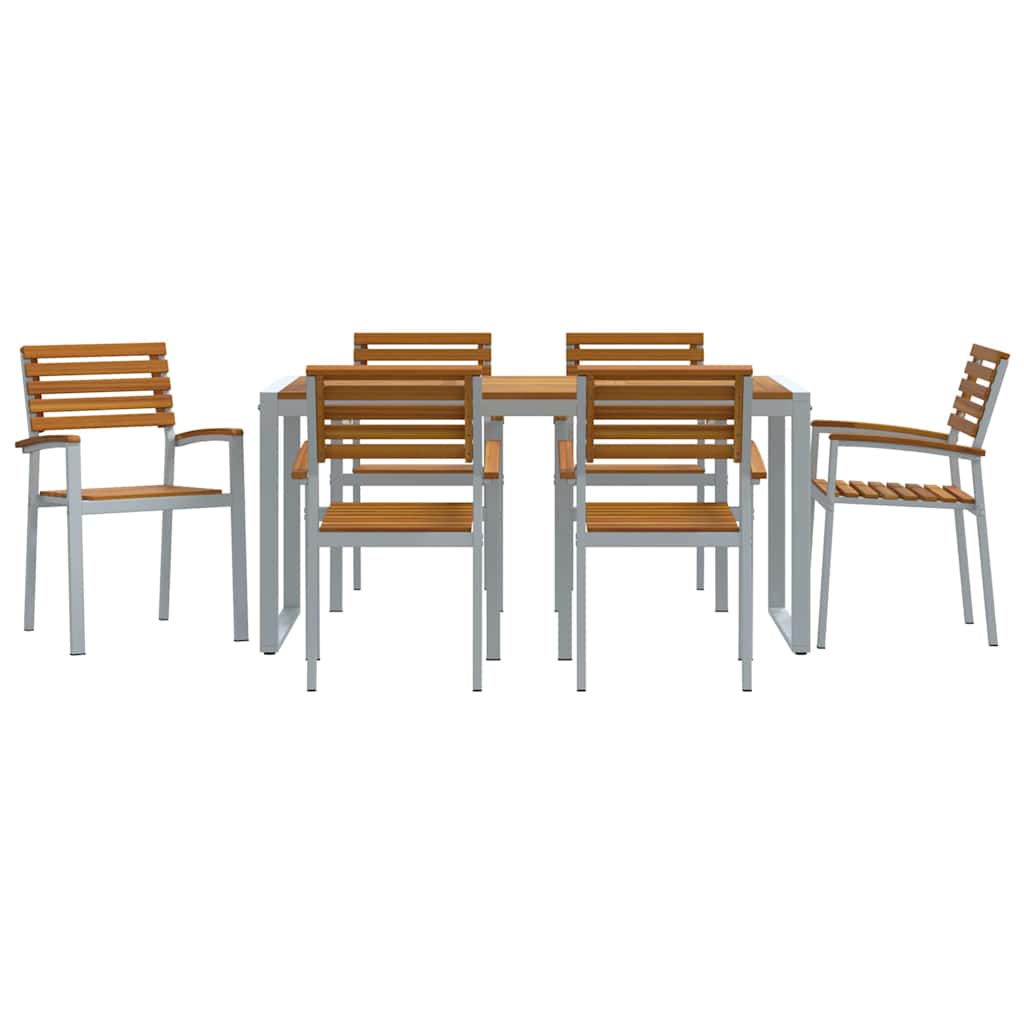 Hage Spisegruppe 7 pcs Grå Solid akasietre