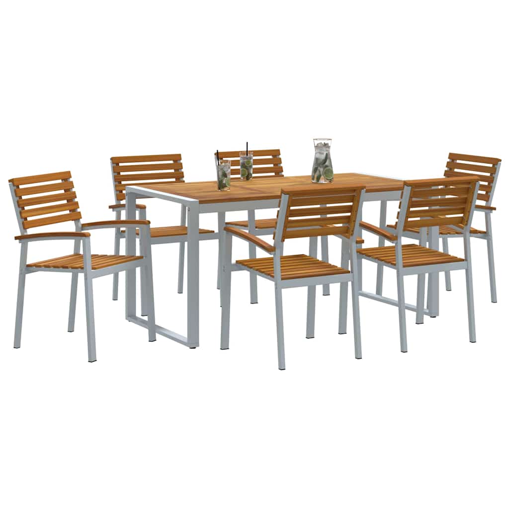 Hage Spisegruppe 7 pcs Grå Solid akasietre