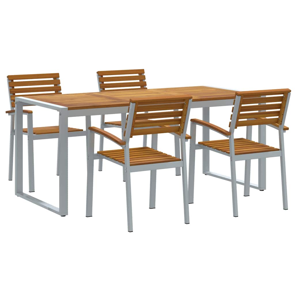 Hage Spisegruppe 5 pcs Grå Solid akasietre