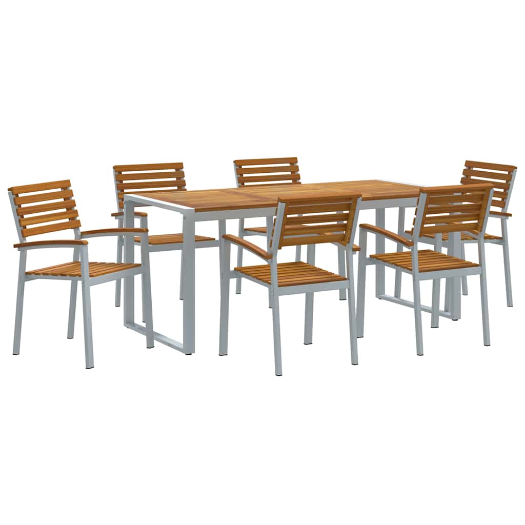 Hage Spisegruppe 7 pcs Grå Solid akasietre