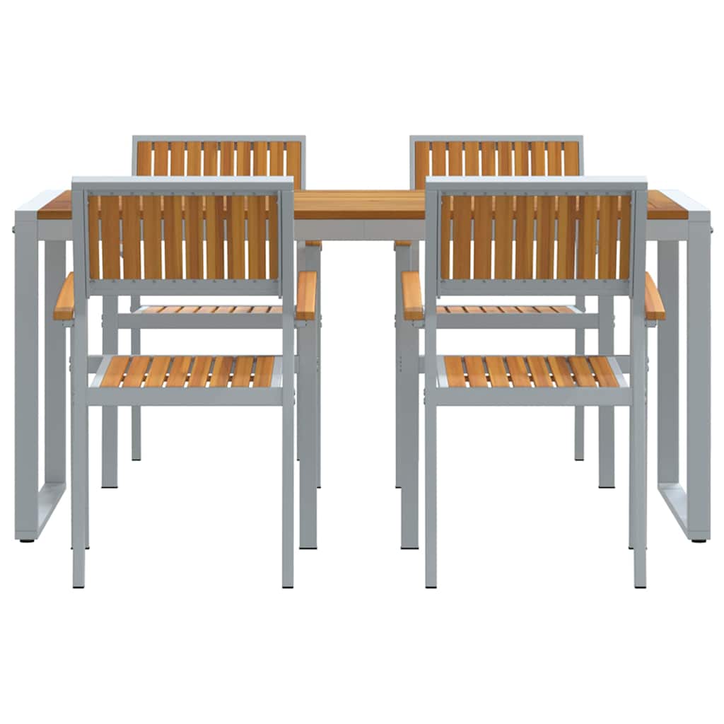 Hage Spisegruppe 5 pcs Grå Solid akasietre