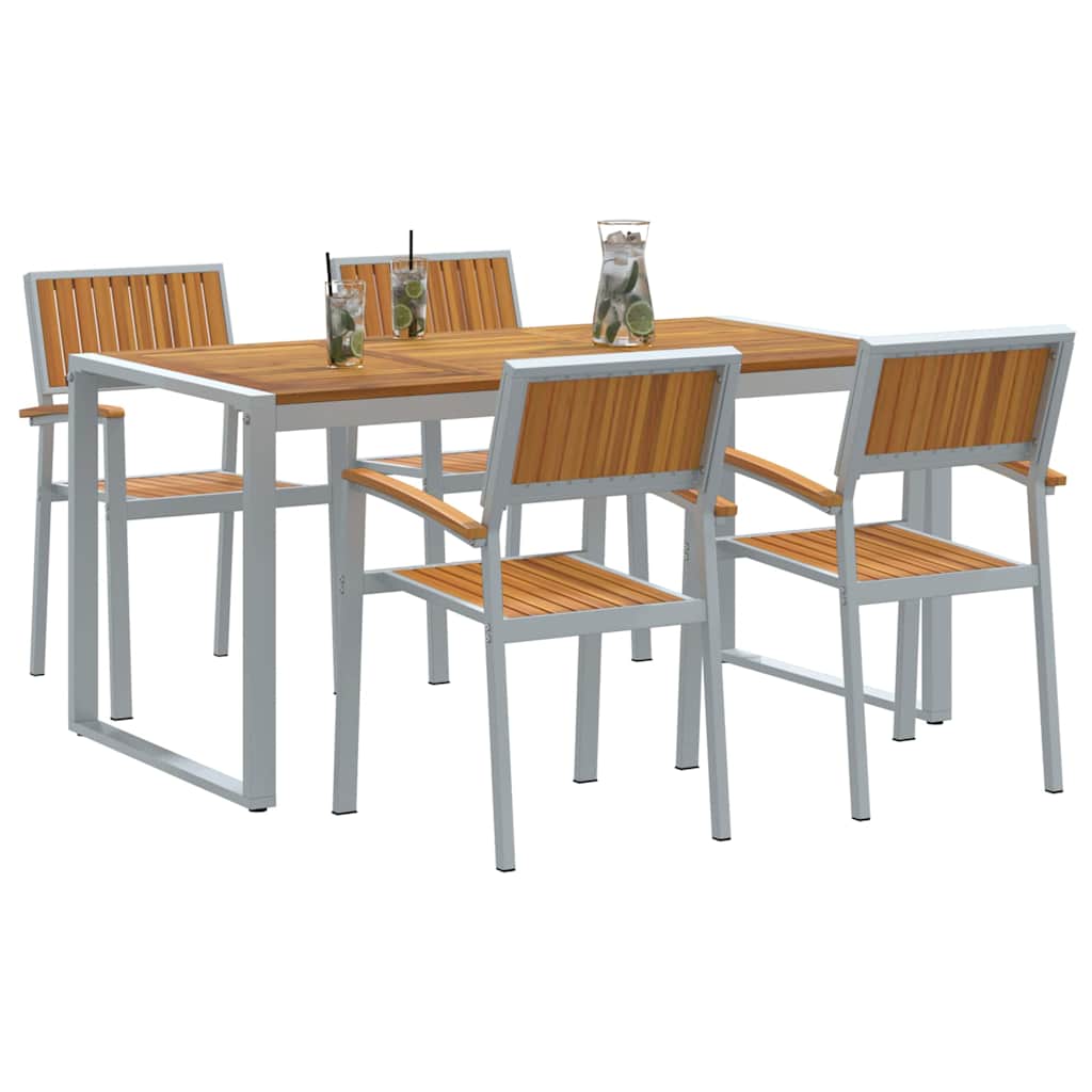 Hage Spisegruppe 5 pcs Grå Solid akasietre