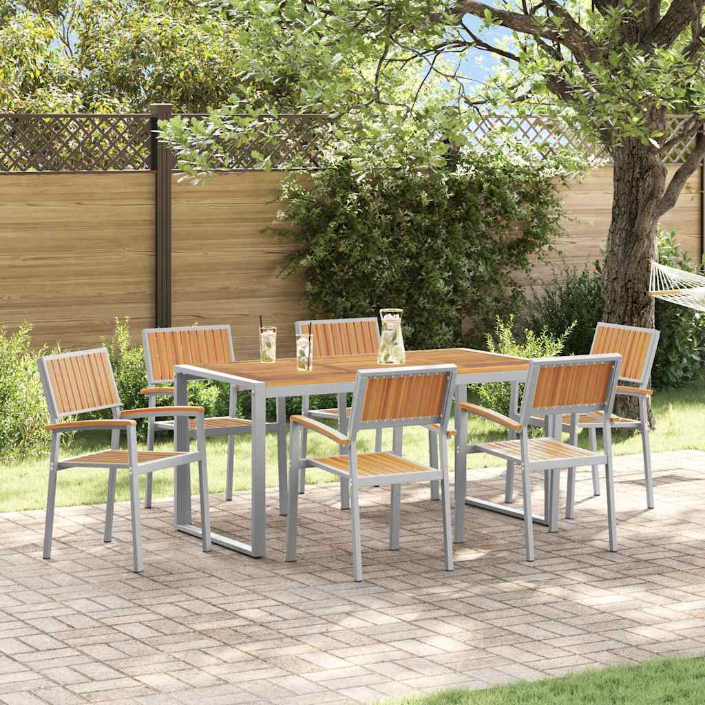 Hage Spisegruppe 7 pcs Grå Solid akasietre