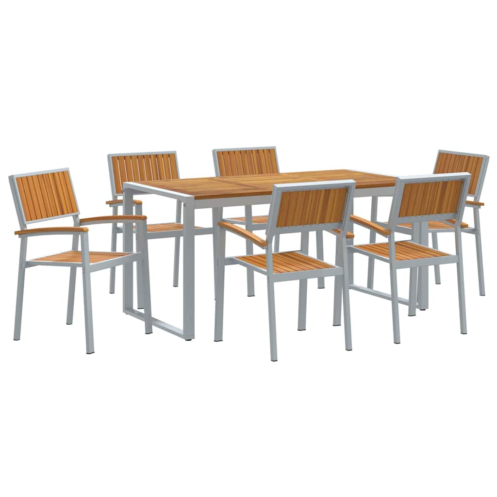 Hage Spisegruppe 7 pcs Grå Solid akasietre