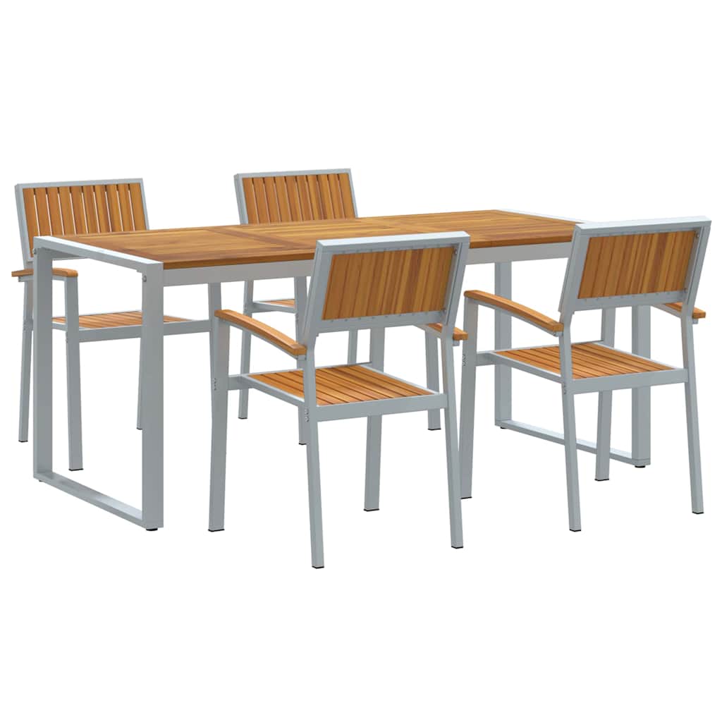 Hage Spisegruppe 5 pcs Grå Solid akasietre