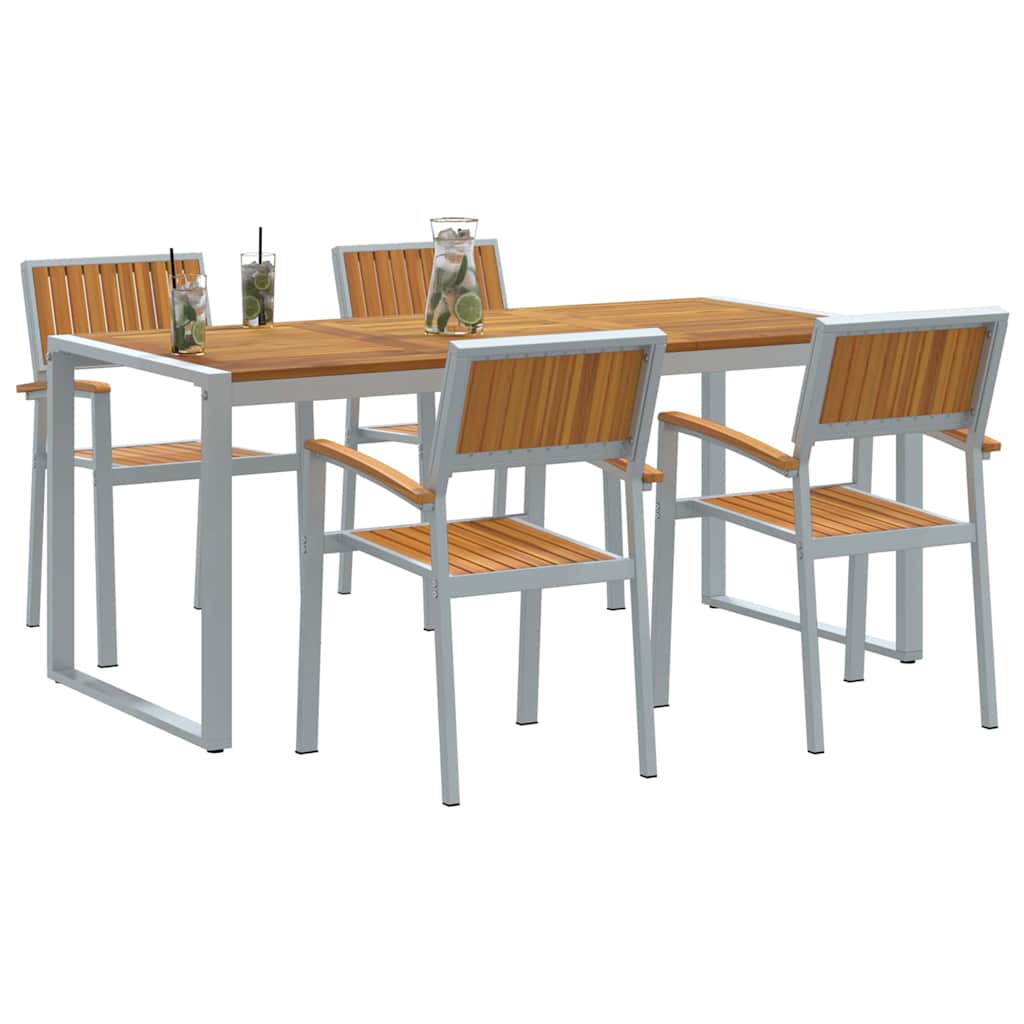Hage Spisegruppe 5 pcs Grå Solid akasietre