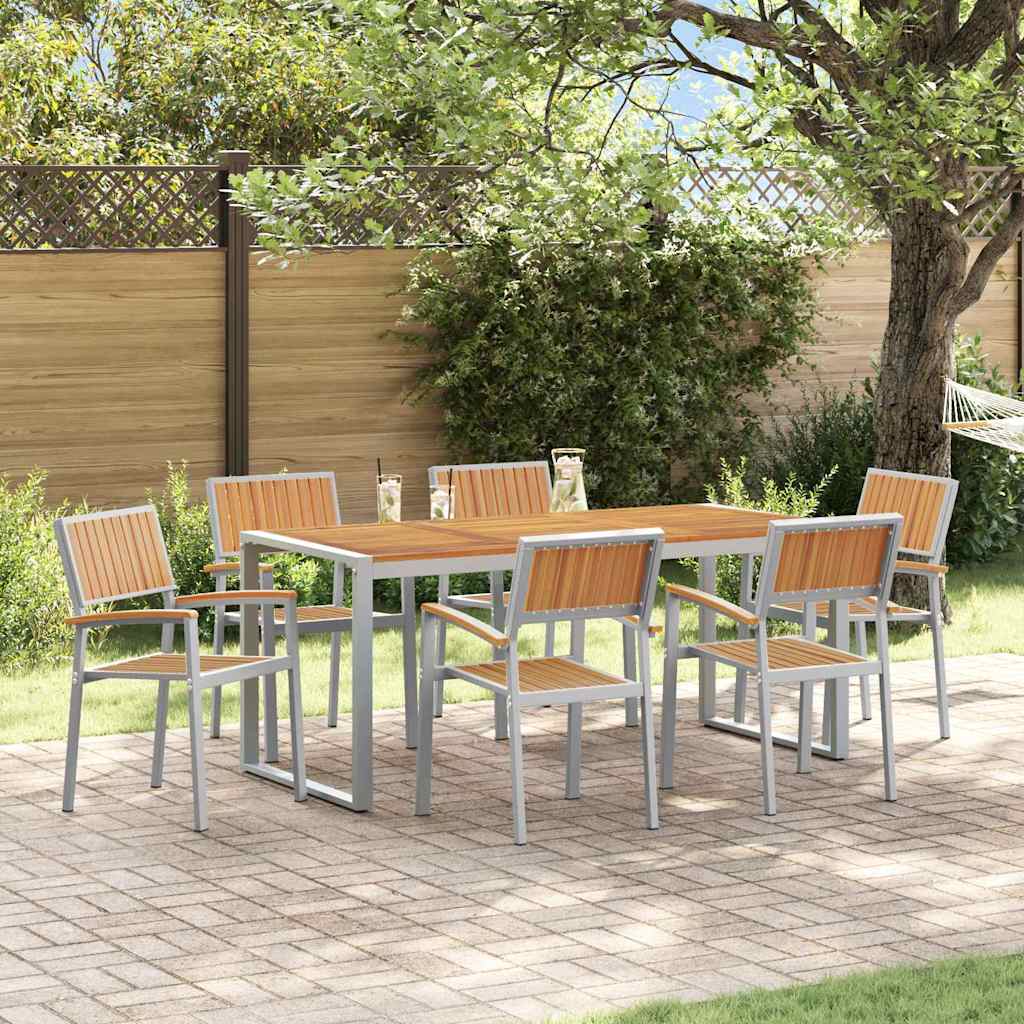 Hage Spisegruppe 7 pcs Grå Solid akasietre