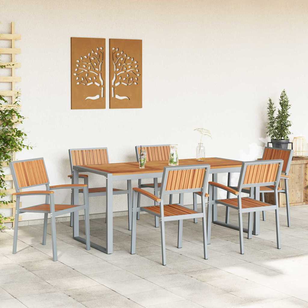Hage Spisegruppe 7 pcs Grå Solid akasietre
