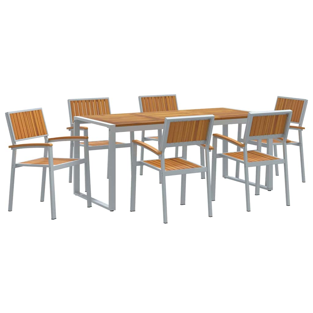 Hage Spisegruppe 7 pcs Grå Solid akasietre