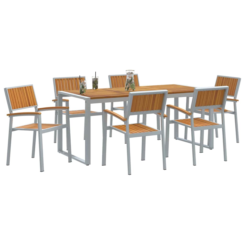 Hage Spisegruppe 7 pcs Grå Solid akasietre