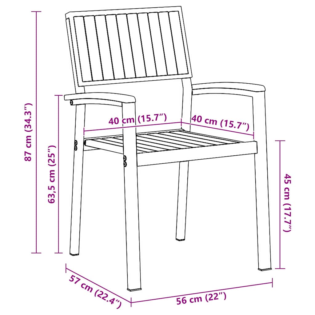 Hage Spisegruppe 5 pcs Svart og brun Stål og solid akasietre