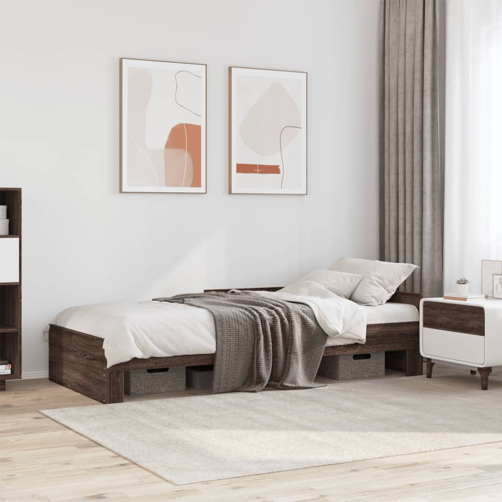 Sengeramme uten madrass brun eik 100x200 cm konstruert tre