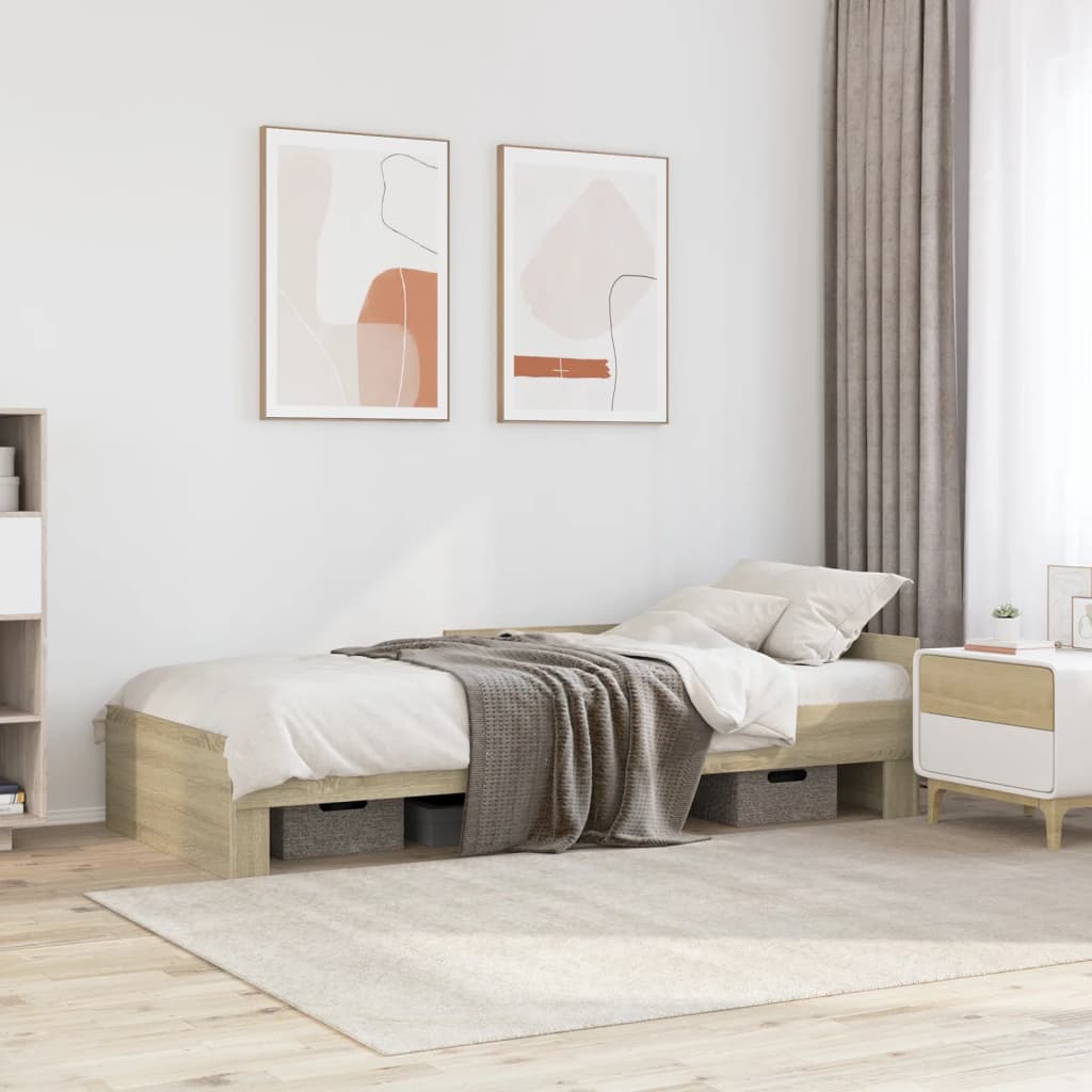 Sengeramme uten madrass sonoma eik 90x200 cm konstruert tre