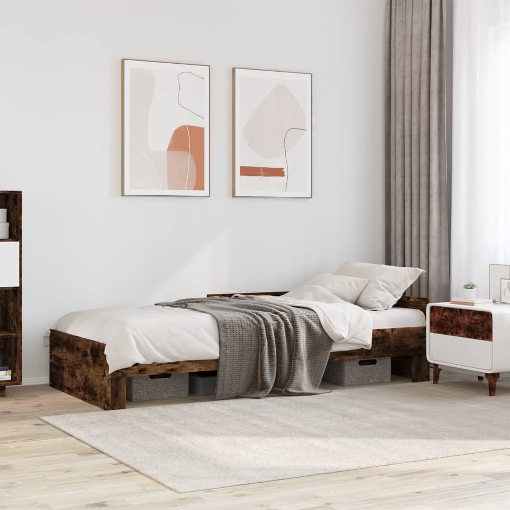 Sengeramme uten madrass røkt eik 90x190 cm konstruert tre