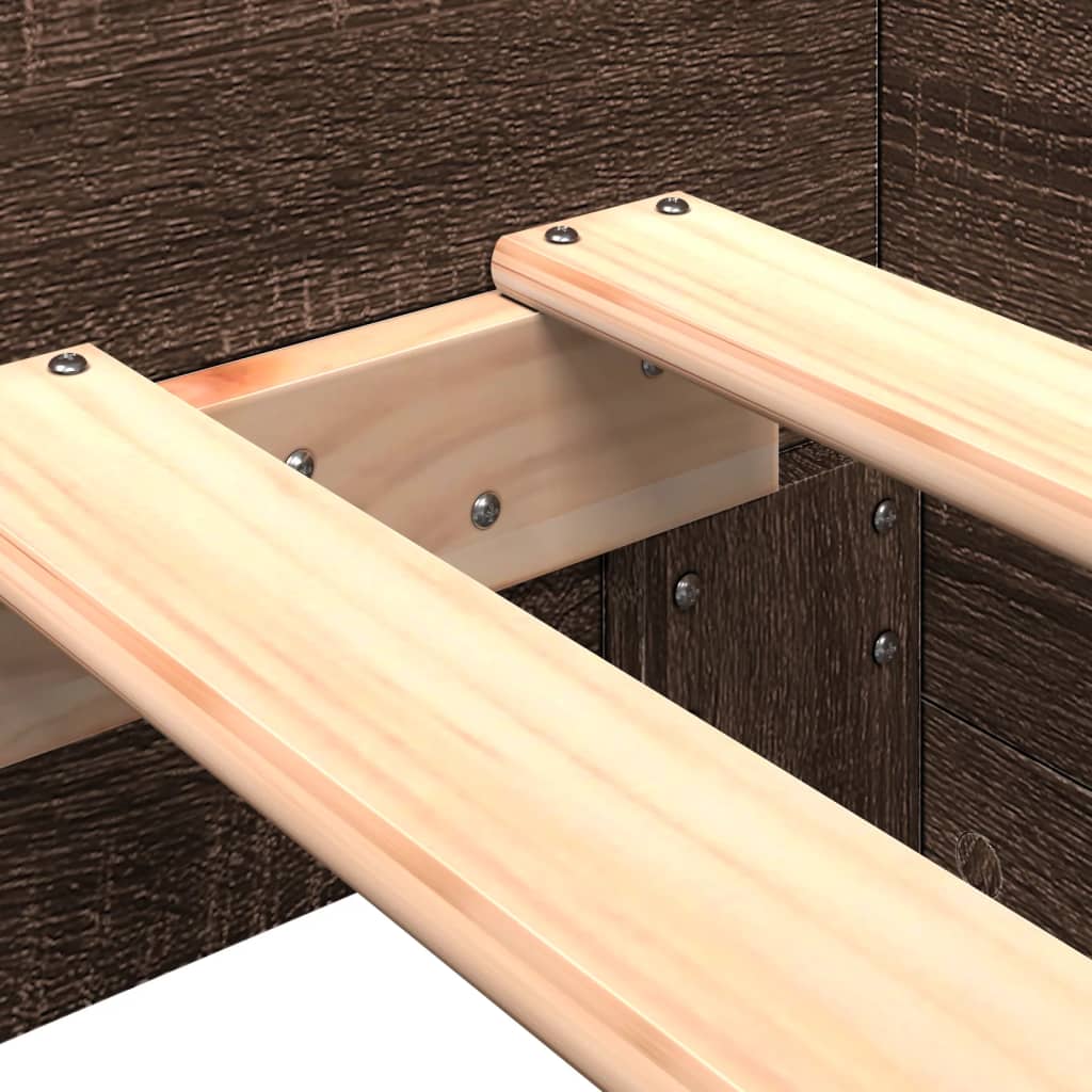 Sengeramme uten madrass brun eik 75x190 cm konstruert tre