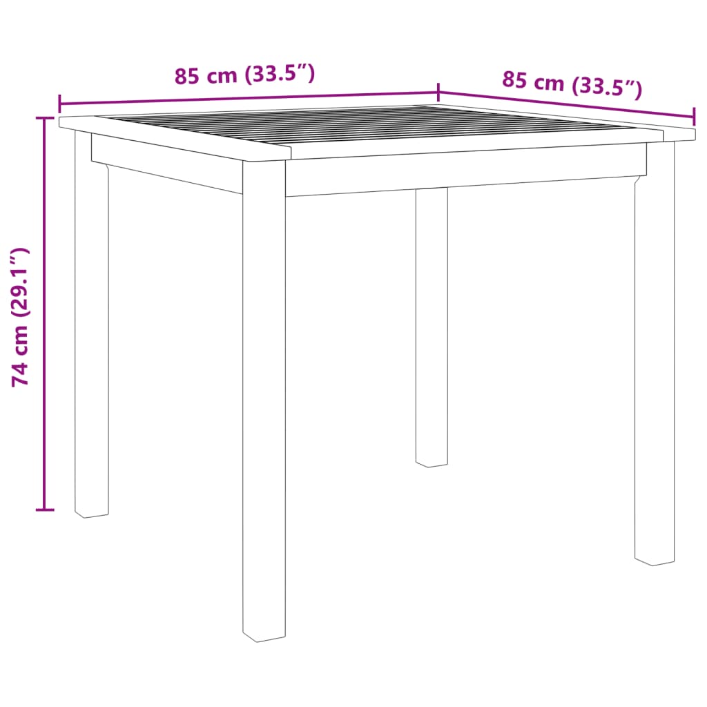 Hagespisegruppe 5 deler 85x85x74 cm heltre akasie vidaXL