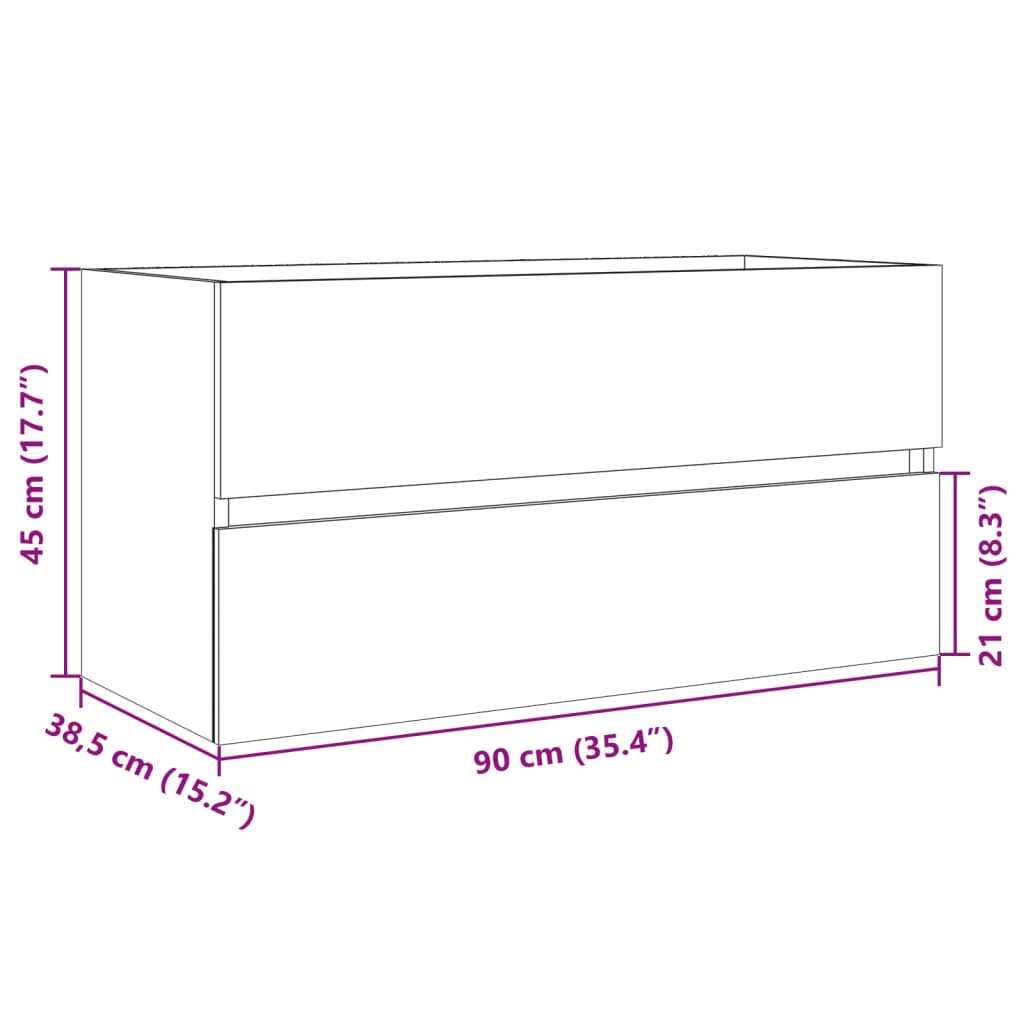 Servantskap sonoma eik 90x38,5x45 cm sponplate