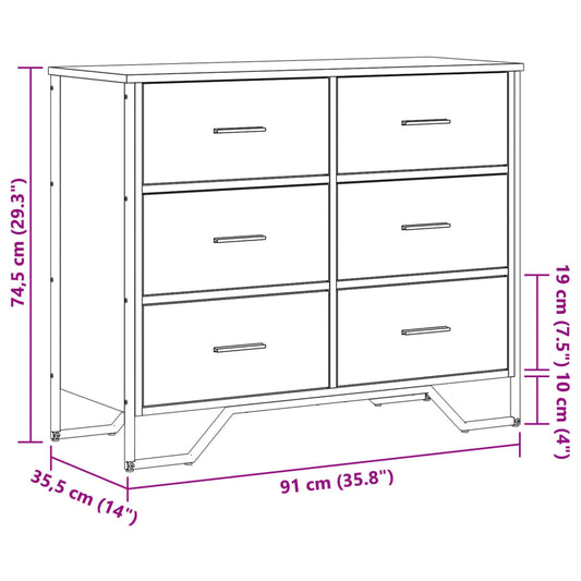 Kommode svart 91x35,5x74,5 cm konstruert tre