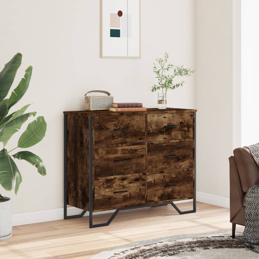 Kommode røkt eik 91x35,5x74,5 cm konstruert tre