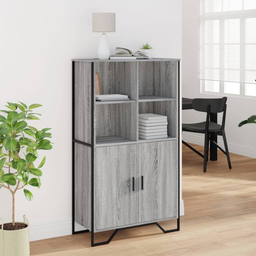 Highboard grå sonoma 79,5x35,5x137,5 cm konstruert tre