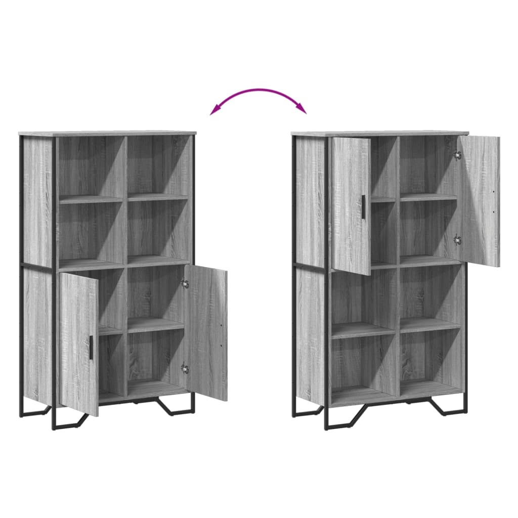 Highboard grå sonoma 79,5x35,5x137,5 cm konstruert tre