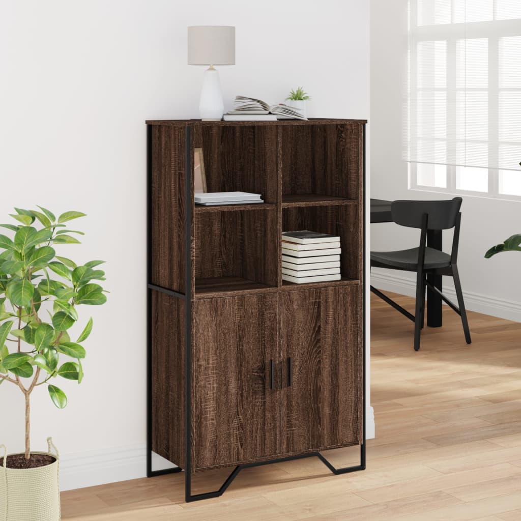 Highboard brun eik 79,5x35,5x137,5 cm konstruert tre