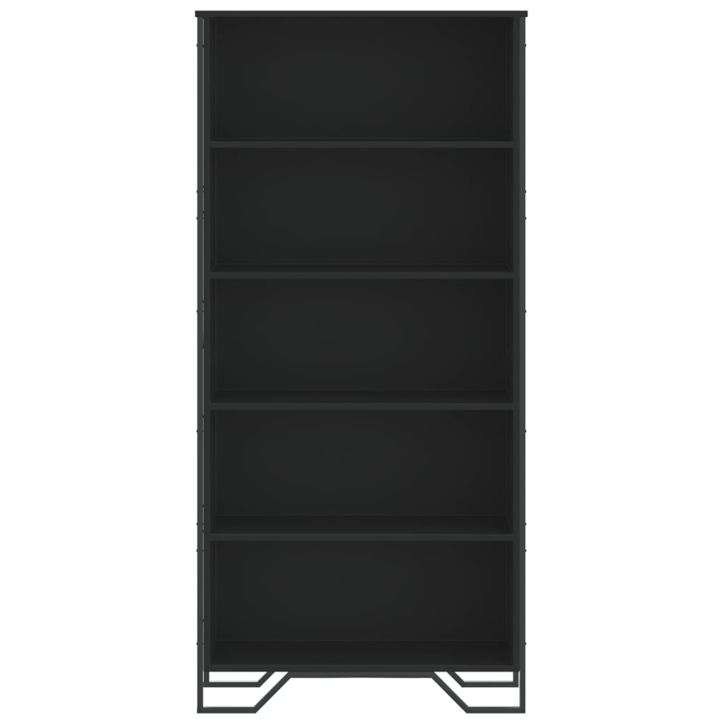 Bokhylle svart 80x31x169 cm konstruert tre