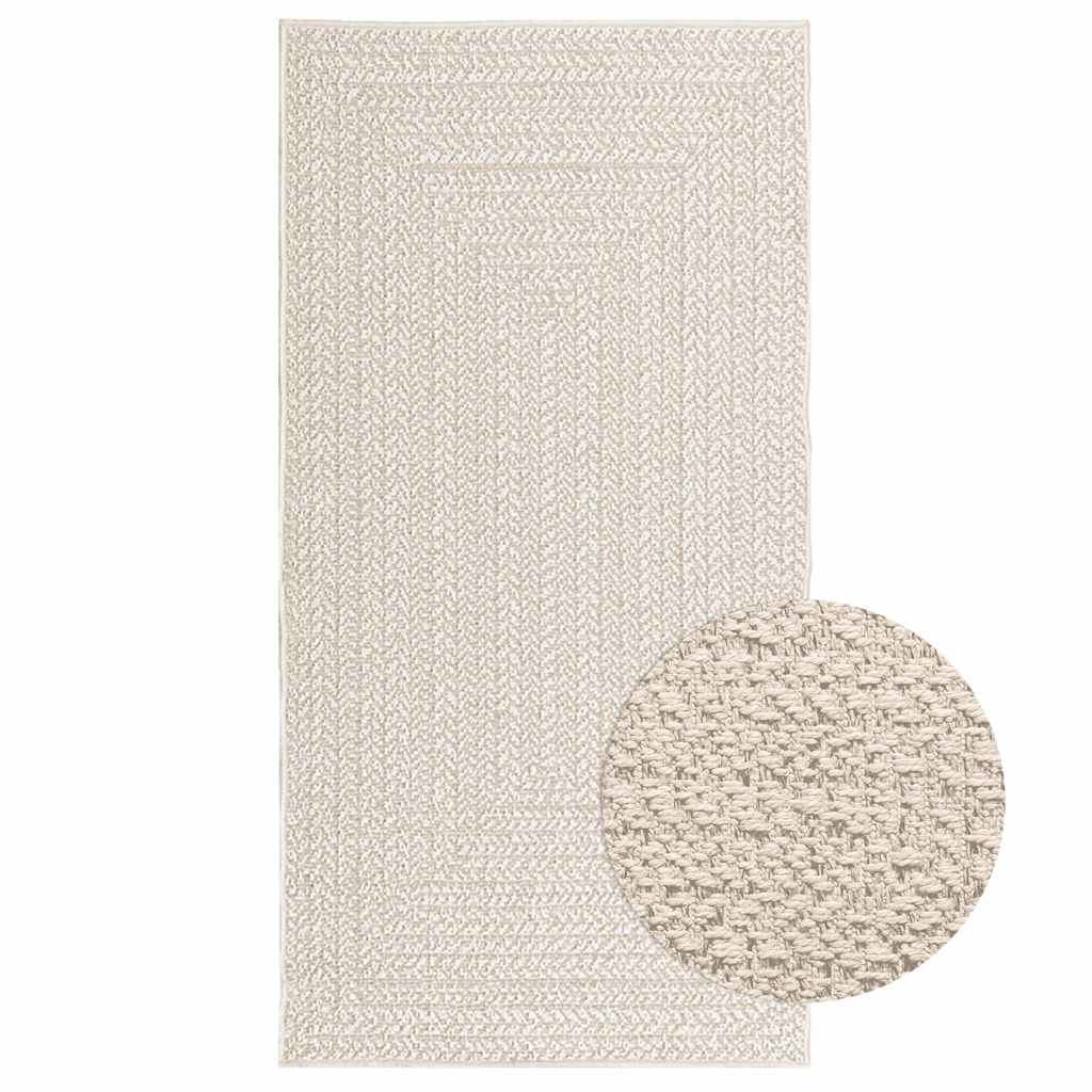 Teppe ZIZUR kremhvit 80x150 cm jute-utseende innendørs&utendørs