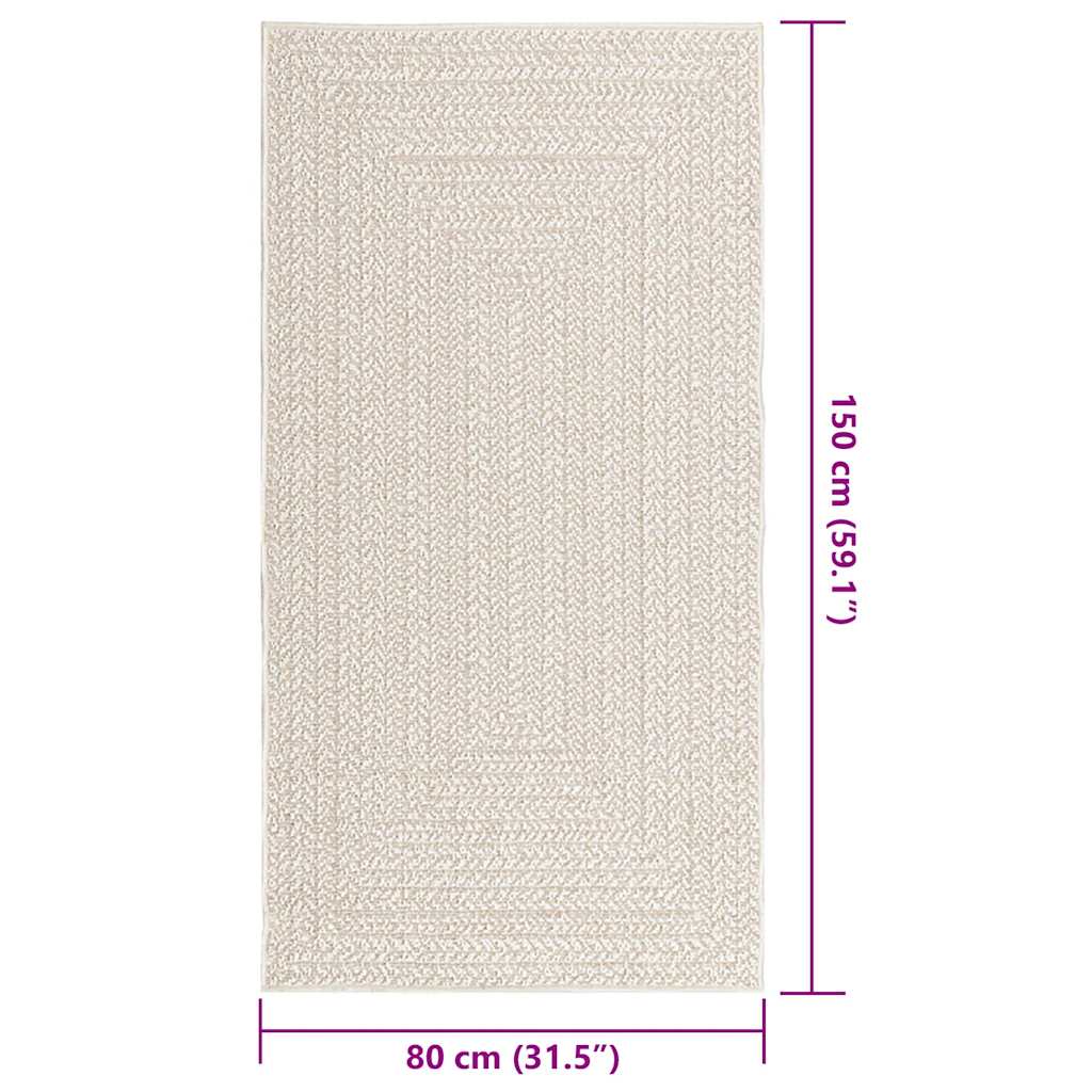 Teppe ZIZUR kremhvit 80x150 cm jute-utseende innendørs&utendørs