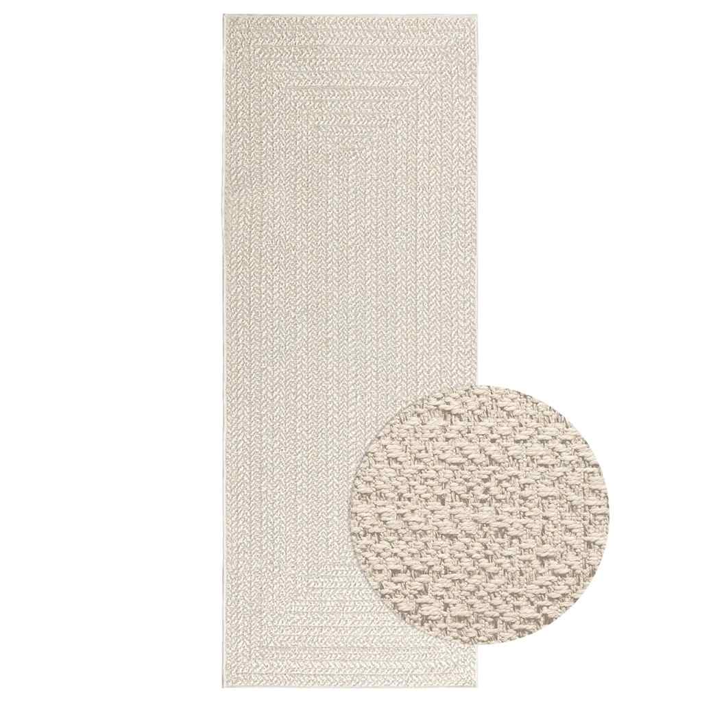 Teppe ZIZUR kremhvit 80x200 cm jute-utseende innendørs&utendørs