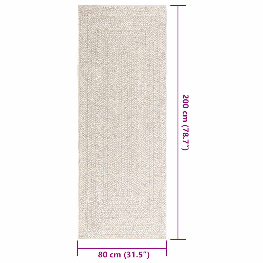 Teppe ZIZUR kremhvit 80x200 cm jute-utseende innendørs&utendørs