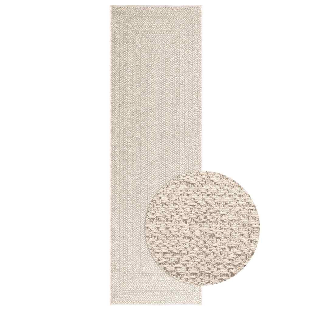 Teppe ZIZUR kremhvit 80x250 cm jute-utseende innendørs&utendørs
