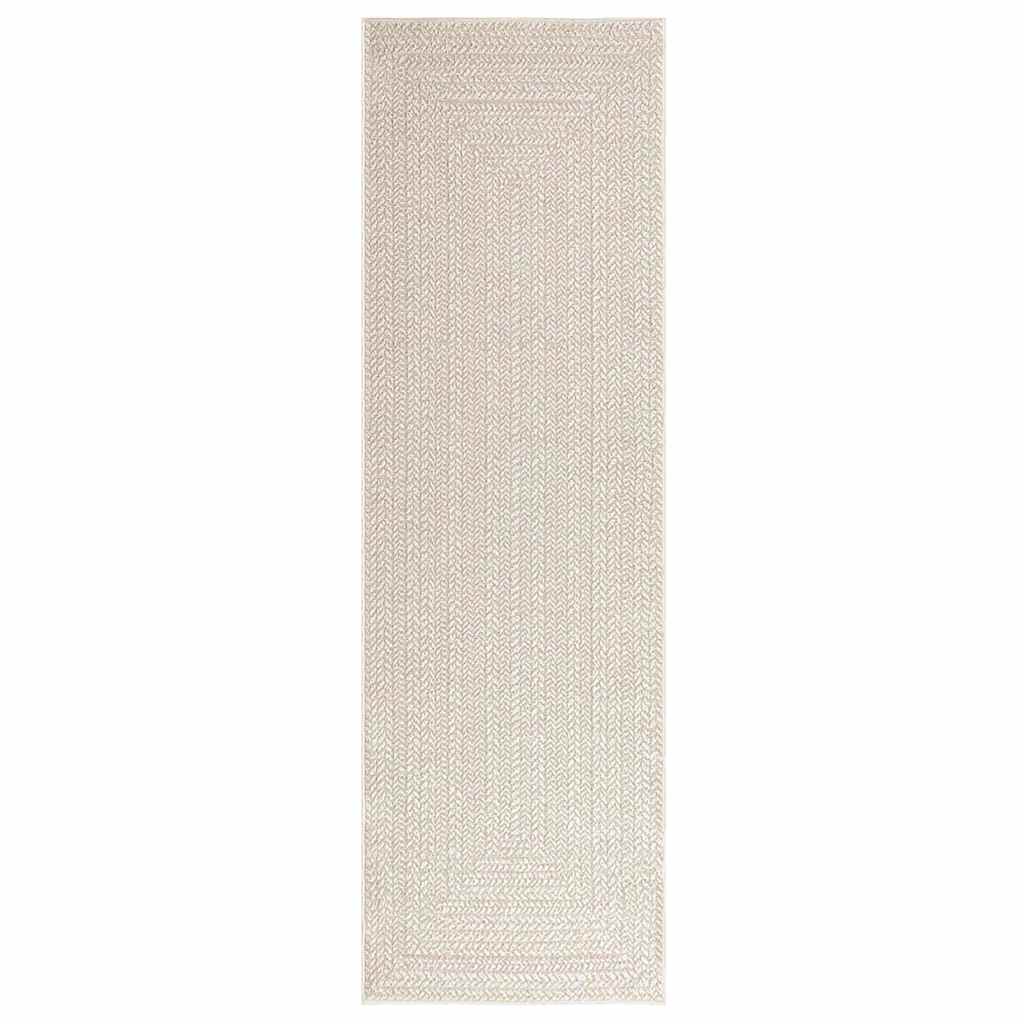 Teppe ZIZUR kremhvit 80x250 cm jute-utseende innendørs&utendørs