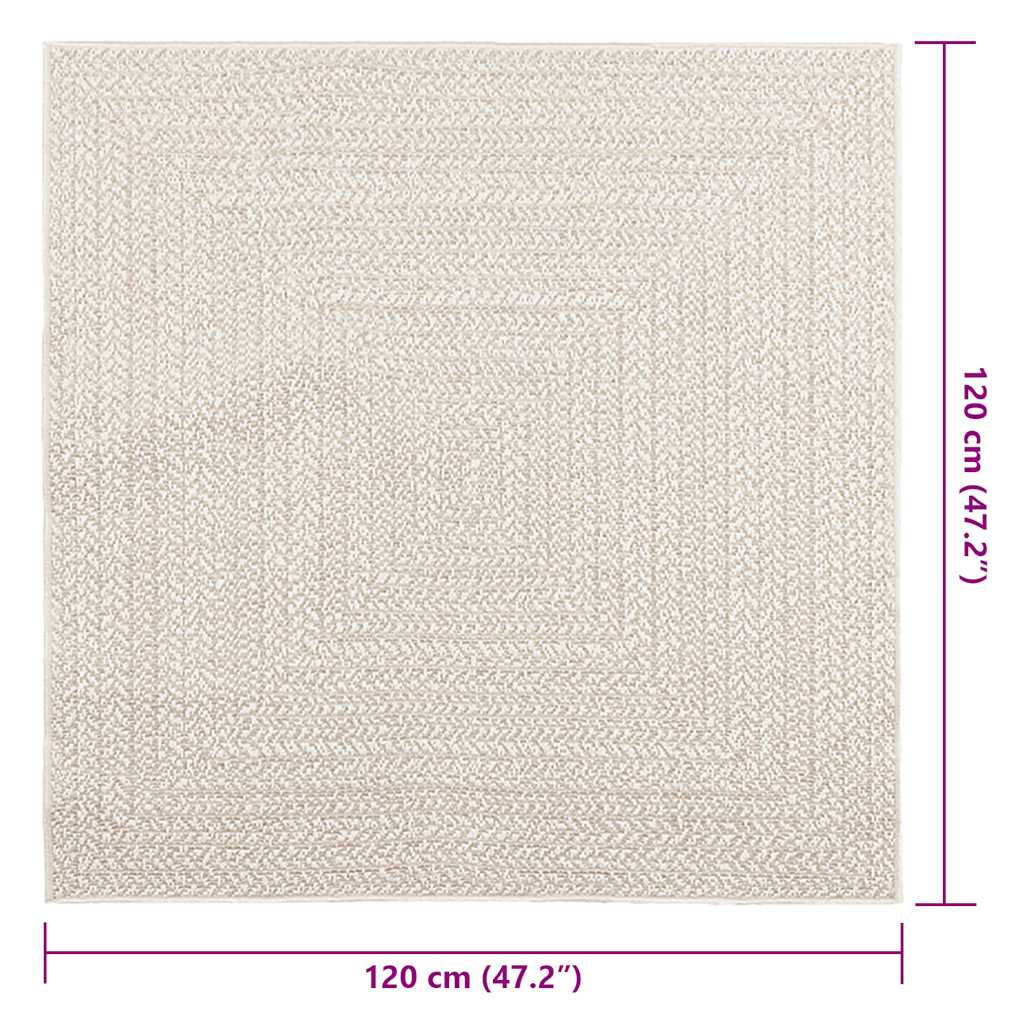 Teppe ZIZUR kremhvit 120x120cm jute-utseende innendørs&utendørs