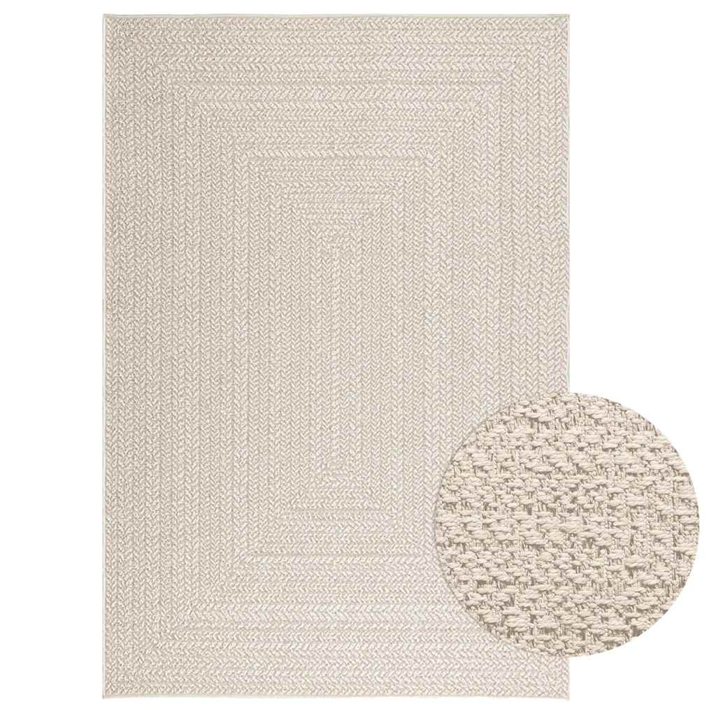 Teppe ZIZUR kremhvit 140x200cm jute-utseende innendørs&utendørs