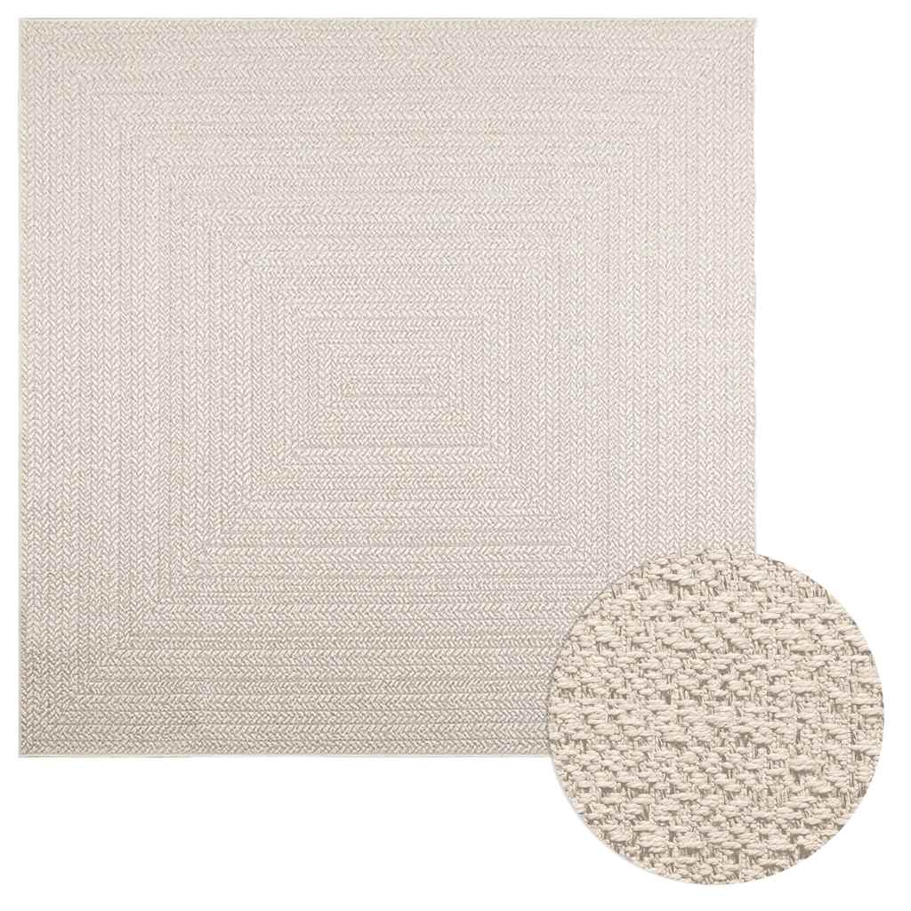 Teppe ZIZUR kremhvit 200x200cm jute-utseende innendørs&utendørs