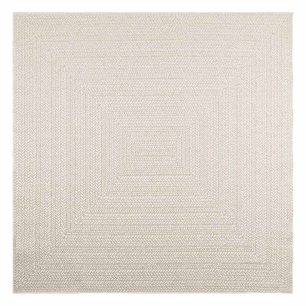 Teppe ZIZUR kremhvit 200x200cm jute-utseende innendørs&utendørs