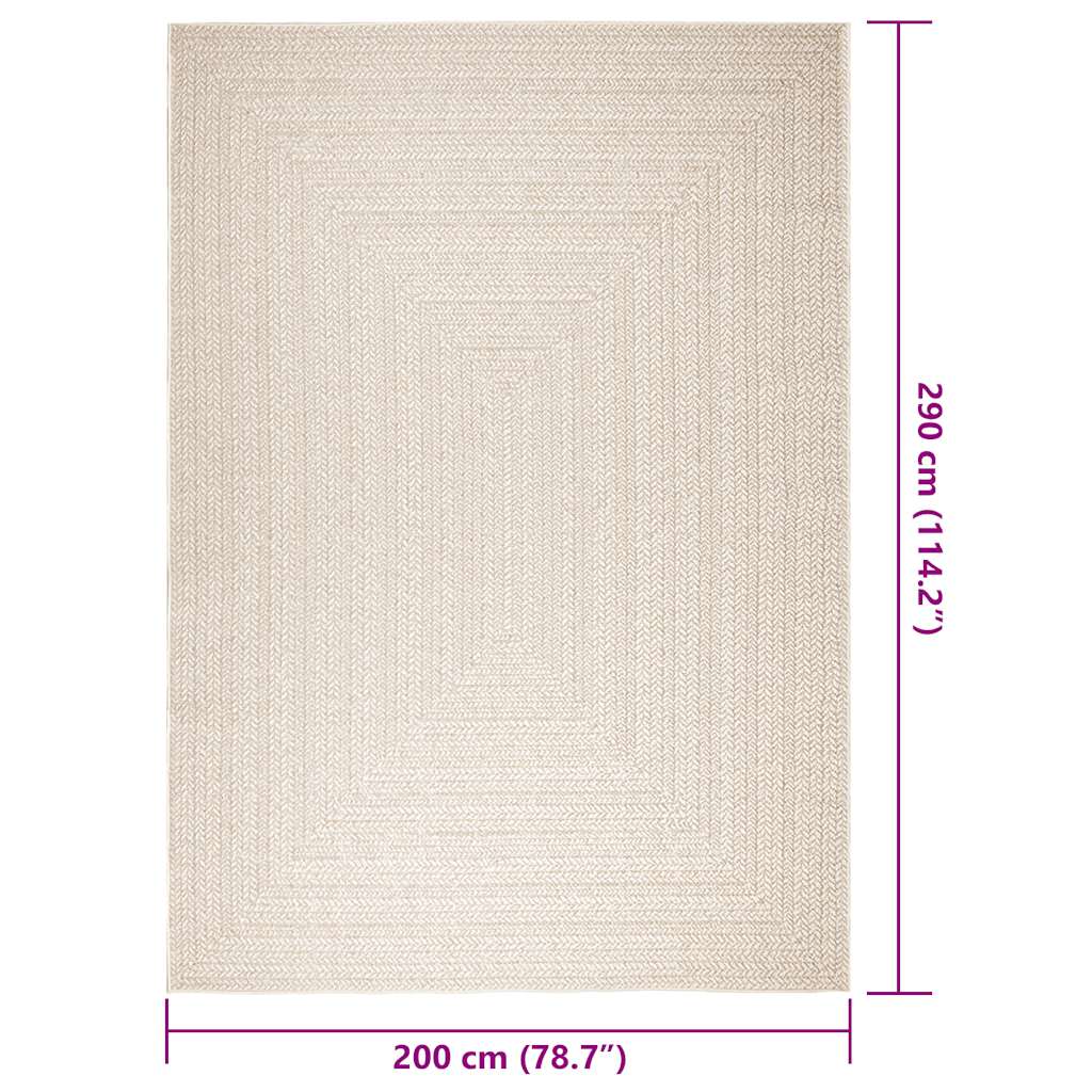 Teppe ZIZUR kremhvit 200x290cm jute-utseende innendørs&utendørs