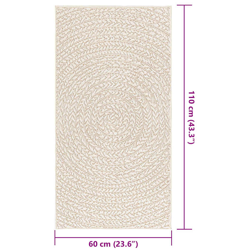 Teppe ZIZUR kremhvit 60x110 cm jute-utseende innendørs&utendørs