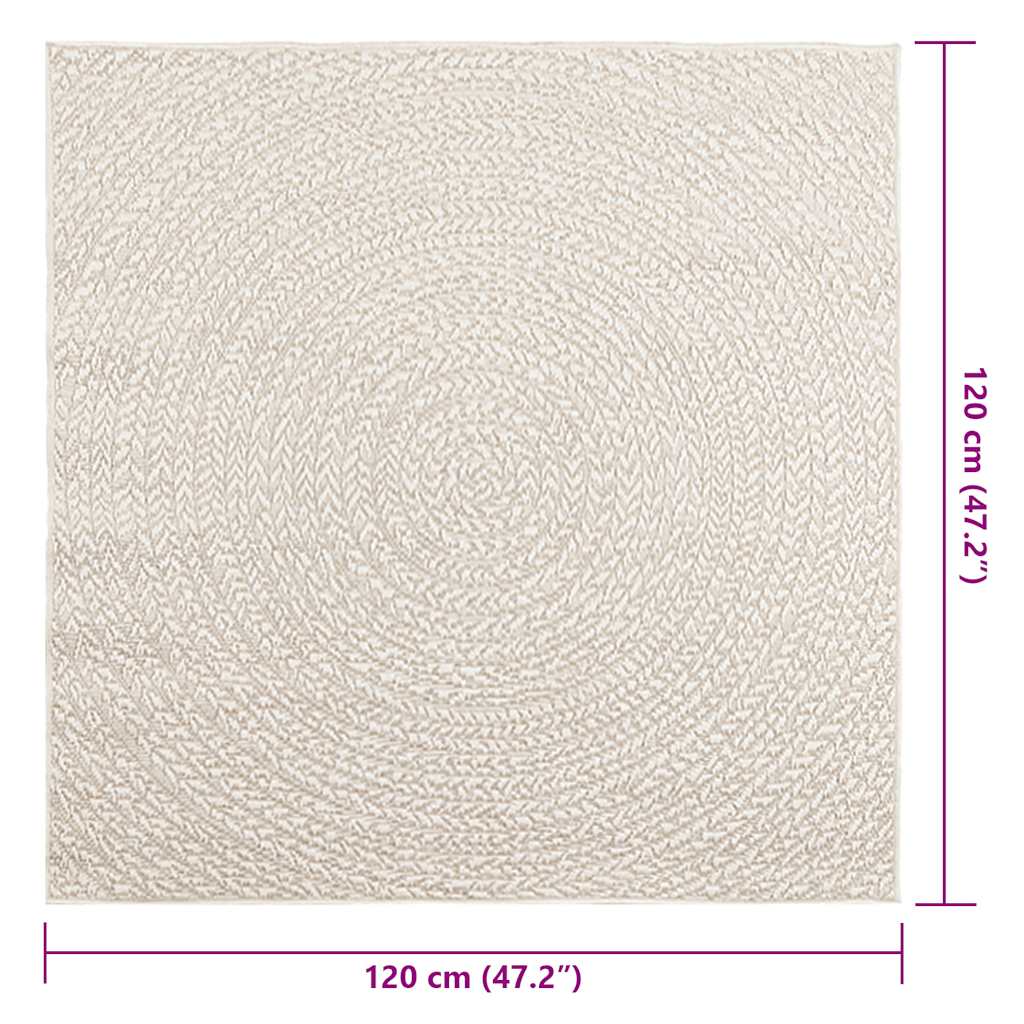 Teppe ZIZUR kremhvit 120x120cm jute-utseende innendørs&utendørs