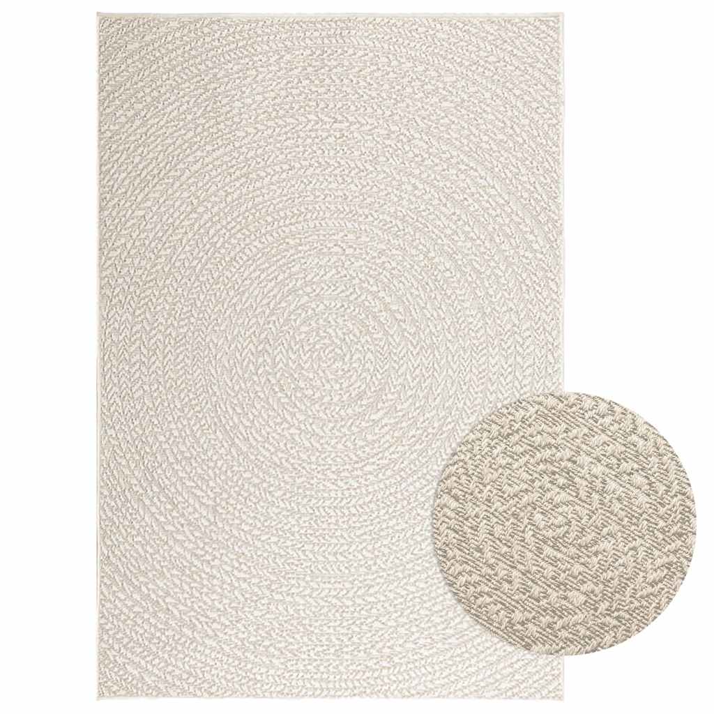 Teppe ZIZUR kremhvit 120x170cm jute-utseende innendørs&utendørs