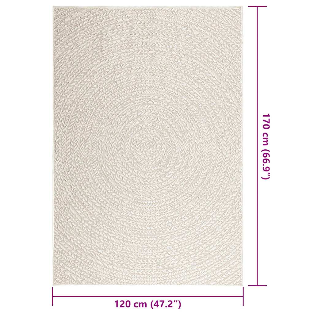 Teppe ZIZUR kremhvit 120x170cm jute-utseende innendørs&utendørs
