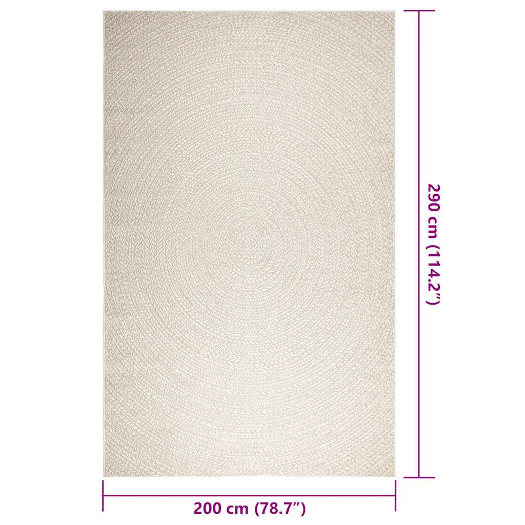 Teppe ZIZUR kremhvit 200x290cm jute-utseende innendørs&utendørs