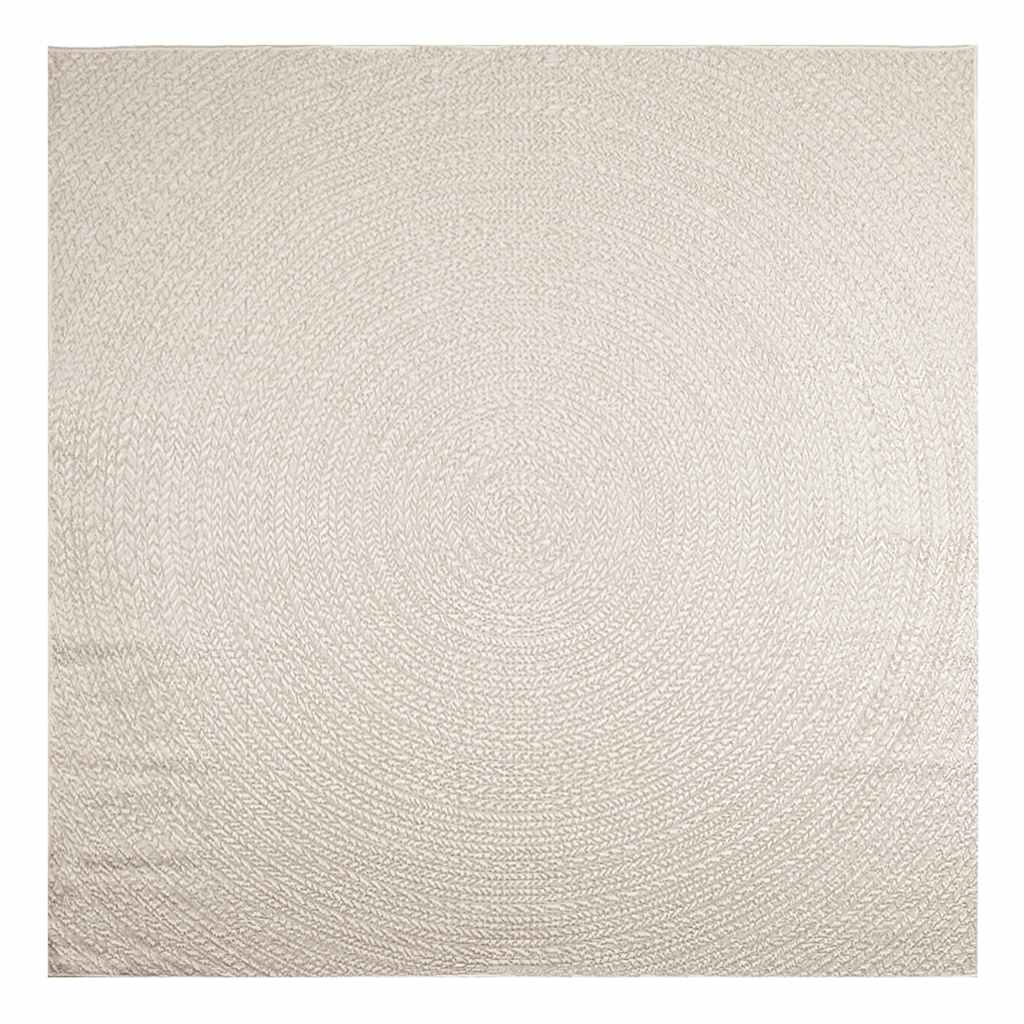 Teppe ZIZUR kremhvit 240x240cm jute-utseende innendørs&utendørs