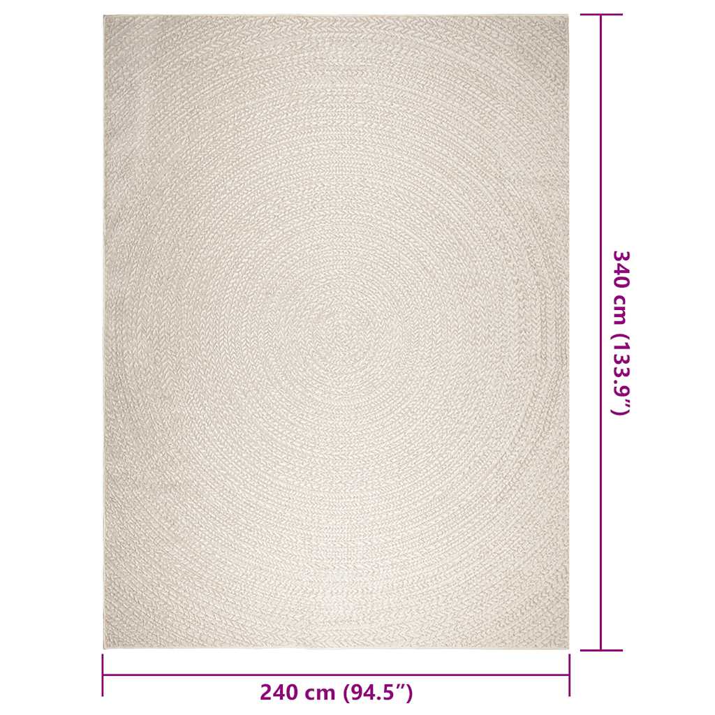 Teppe ZIZUR kremhvit 240x340cm jute-utseende innendørs&utendørs