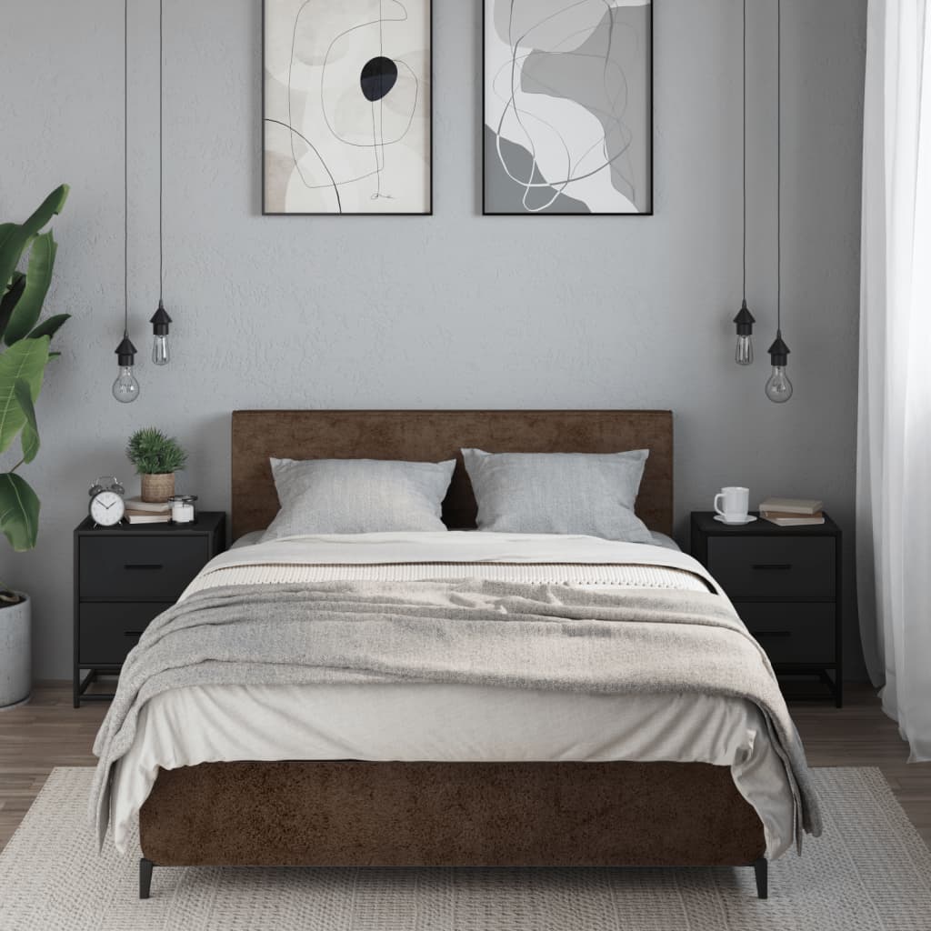 Nattbord 2 stk svart 40x31x50 cm heltre furu